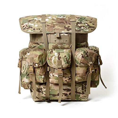 MT Militärischer Alice Rucksack, 60 Liter Alice Pack, Army Survival Combat Backpack Wasserdichter Tactical Rucksack mit Internal Rahmen-Oliv Camouflage