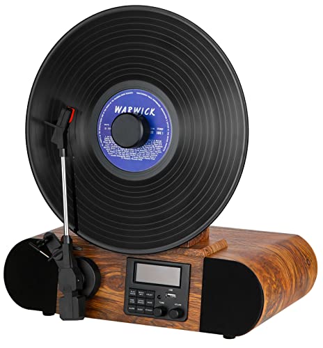 Vertikaler Plattenspieler mit USB | Bluetooth | DAB+ Radio | AUX-IN | Fernbedienung | Retro Nostalgie Musikanlage | Kompaktanlage | Stereoanlage | Radio | Vintage Retro-Anlage | Plattenspieler
