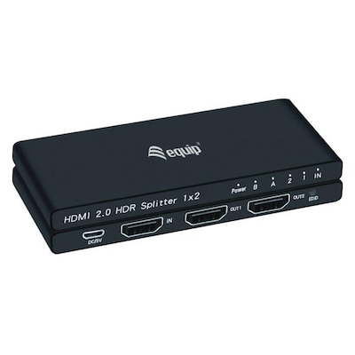 Equip 332716 Ultra-Slim 2-Port HDMI 2.0 Splitter/HDMI Splitter 2.0 2 Port Ultra Slim 4K/60Hz/ schwarz