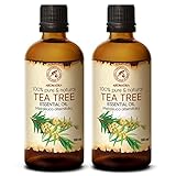 Teebaumöl 200ml - 2x100ml - Melaleuca Alternifolia - Australien - 100% Reine Ätherisches Öl Teebaum - Teebaum Öl Guten für Beauty - Entspannung - Massage - Diffuser - Duftlampe - Raumduft