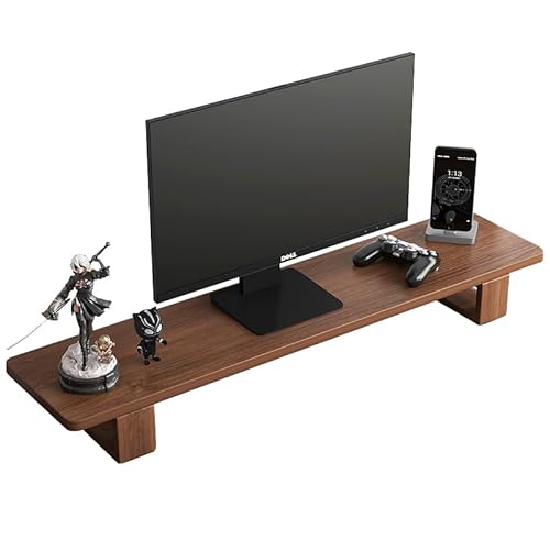 DRAGON SLAY Monitorständer aus Massivholz für PC, Laptop, Desktop, max. 50 kg, dunkles Walnussholz (Groß: 80 x 20 x 6 cm)