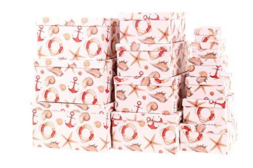 Aufbewahrungsboxen Schachteln Geschenkbox im 13er Set mit Deckel Verschiedene Designs (Meer 4)