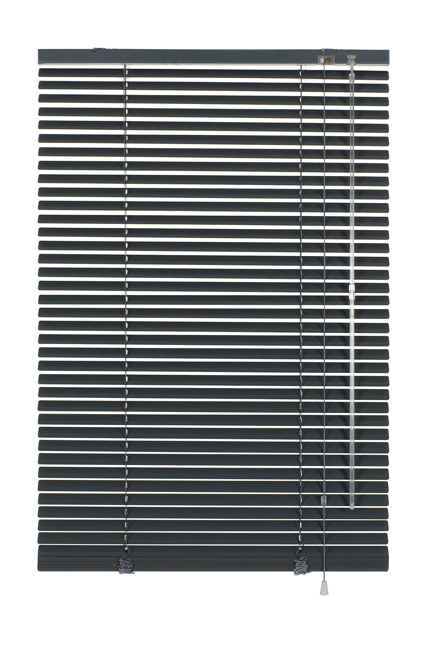 GARDINIA Alu-Jalousie, Sichtschutz, Lichtschutz, Blendschutz, Wand- und Deckenmontage, Aluminium-Jalousie, Schiefergrau, 60 x 175 cm (BxH)