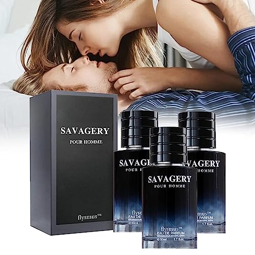 Flysmus Savagery Pheromone Men Perfume, Flysmus Lusty Pheromone Parfüm, Savagery pour Homme, Seduce Him Pheromone Cologne für Frauen, um Männer Anzulocken (3Stück)