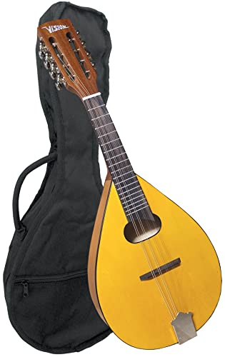 Mandoline A Style - Flachbauch Mandoline Instrument - Zupfinstrument 8 Saiten - natur - mit Tasche