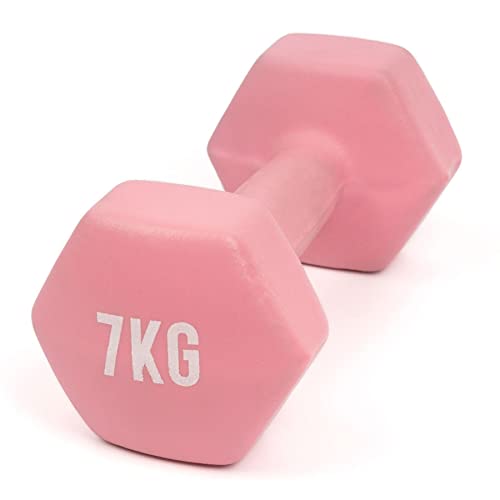 Myga Hex-Hantel – Einzelgewicht, perfekt für Kernkraft- und Fitnessübungen, Aerobic und Training – Neopren-Gusseisen, ideal für Zuhause, Fitnessstudio und Studio (Pink - 7kg)