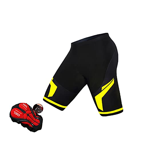 HGYJ Herren 3D Gepolsterte Radlerhose,Einer hohen Dichte Radsportshorts,Fahrradhosen mit elastische atmungsaktive Schnelltrocknend,XS-4XL,Vierfarbig,Black4,4XL