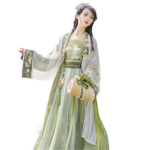Altes Traditionelles Chinesisches KostüM FüR Frauen, Erwachsene, Cosplay, Han-Fu-KostüM, BüHnen-Performance-Kleidung (Color : Green, Size : S=155-160cm)