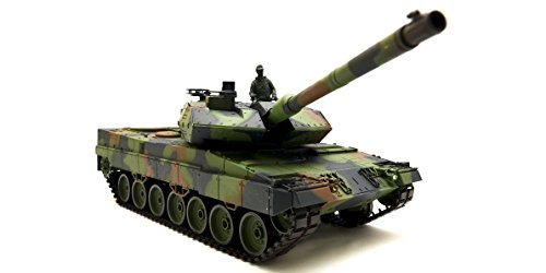 ES-TOYS RC Panzer German Leopard 2A6 Heng Long 1:16 mit Rauch&Sound und Metallgetriebe (Stahl) -2,4Ghz -V6.0