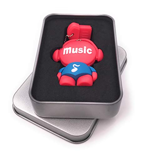 Onwomania Music Man Musik Rot USB Stick in Alu Geschenkbox 128 GB USB 3.0
