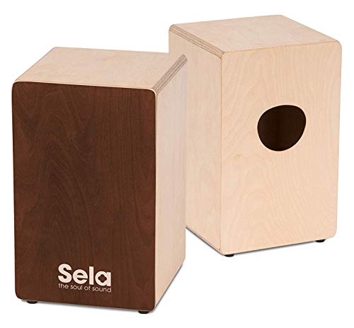 Sela SE 162 Primera Cajon Brown mit Sela Snare System, aufgebaut, für Einsteiger und Fortgeschrittene, Made in Germany