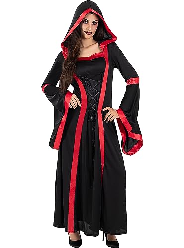 Funidelia | Vampir Priesterin Kostüm für Damen Halloween, Horror, Dracula, Vampire - Kostüm für Erwachsene & Verkleidung für Partys, Karneval & Halloween - Größe M - Granatfarben
