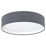 EGLO LED Deckenlampe Pasteri, 1 flammige Textil Deckenleuchte, Material: Stahl, Stoff, Kunststoff, Farbe: Grau, weiß, Ø: 32 cm
