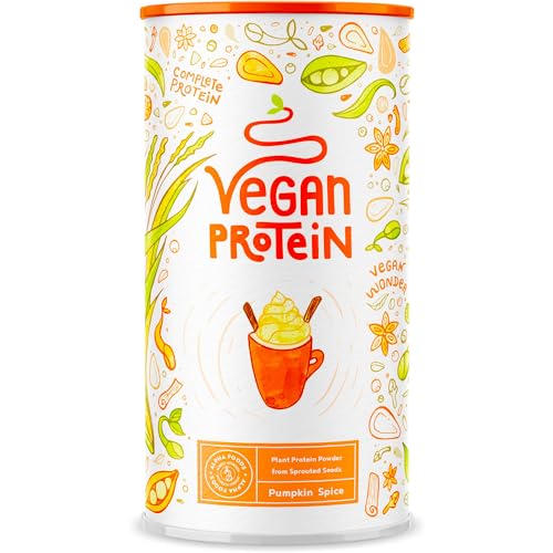 Vegan Protein - PUMPKIN SPICE - Pflanzliches Proteinpulver aus gesprossten Reis, Erbsen, Sojabohnen, Leinsamen, Amaranth, Sonnenblumen- und Kürbiskernen - 600g Pulver