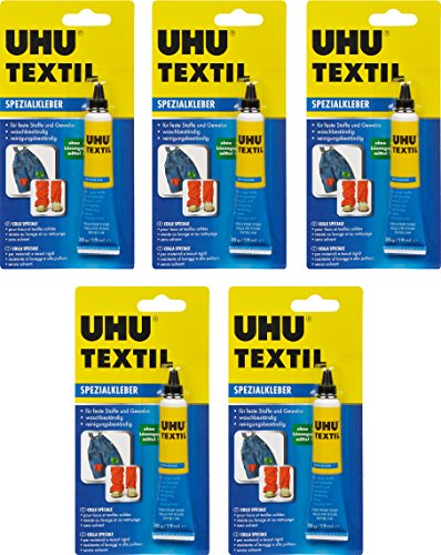 UHU 48665 Spezialkleber, Textilien, Tube mit 20 g (5er Pack)