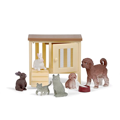 Lundby Haustiere für Puppenhaus - 9-teilig - Puppenhauszubehör - Hund - Katze - Kaninchen - Figure - Tier - Kätzchen - Welpen - Zubehör - ab 4 Jahre - Minipuppen 1:18