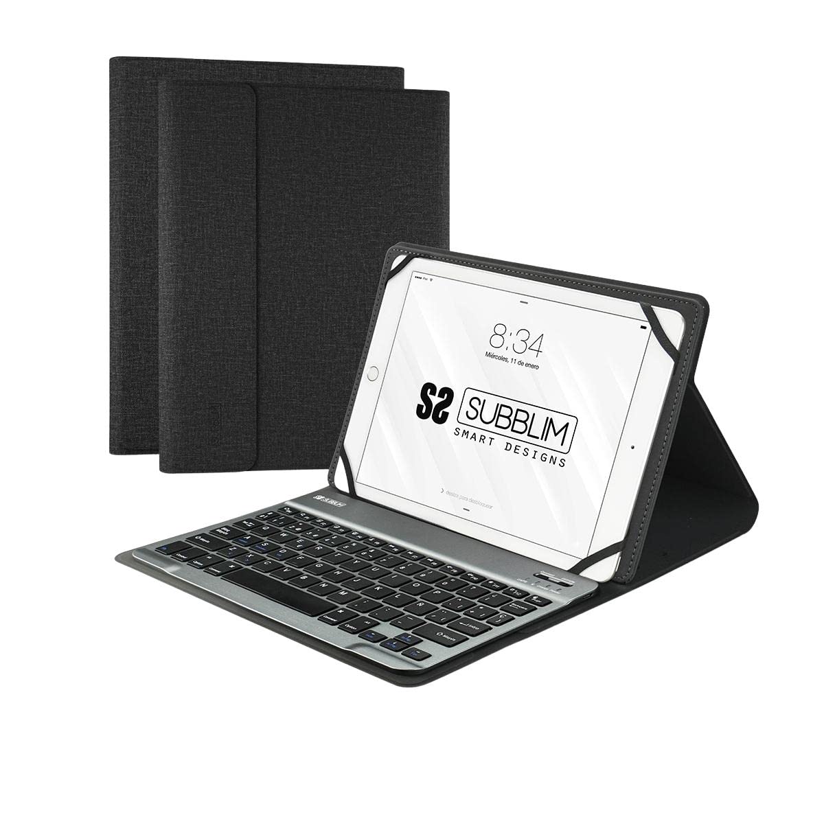 SUBBLIM FUNDA Con TECLADO KEYTAB PRO Bluetooth Black para Tablet DE 10.1'/25.65CM BATERÍA 420MAH -Compatible Windows/Android/IOS