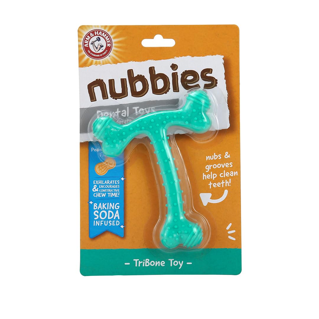 Arm & Hammer: Nubbies TriBone Kauspielzeug für Hunde, Erdnussbutter, Türkis