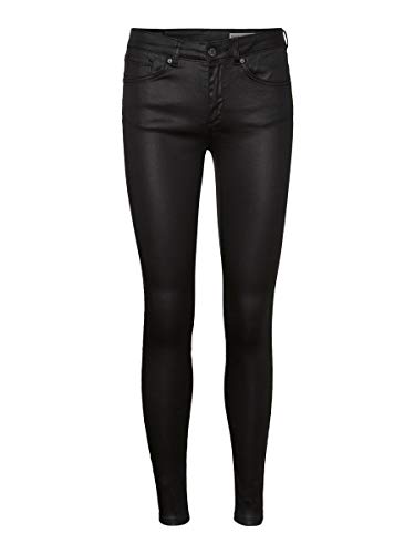 Vero Moda NOS Damen Vmlux Nw Super Slim Coated Jeans Noos Hose, Schwarz (Black Wash), W/L30(Herstellergröße: S)