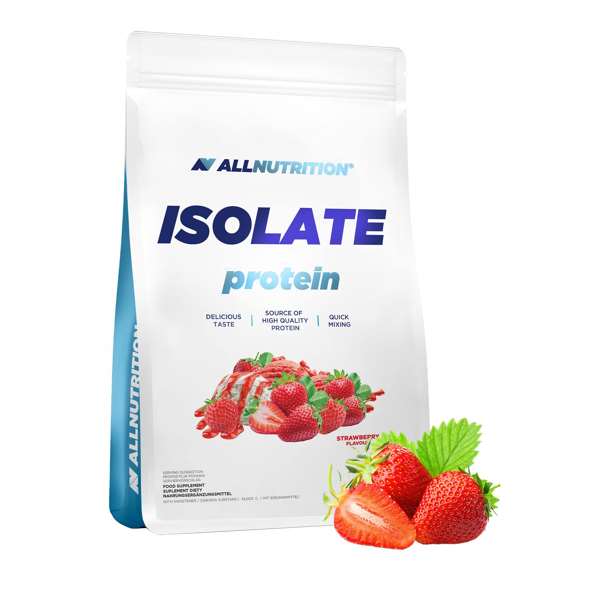 ALLNUTRITION Isolate Whey Protein Powder Muskelaufbau - Nahrungsergänzungsmittel mit verzweigten Aminosäuren BCAA Pure Isolate Bodybuilding Shake - Glutenfrei 2000g Erdbeere