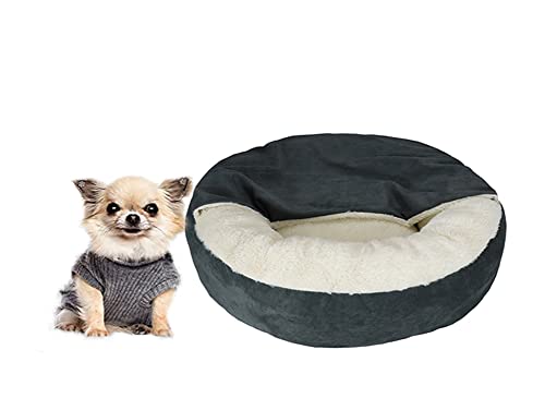Luxuriöses Hundebett mit Kapuze, Winter-Chihuahua-Hundebett, warm, superweich, rechteckig, für große/mittelgroße/kleine, Donut-Haustierbett mit Decke