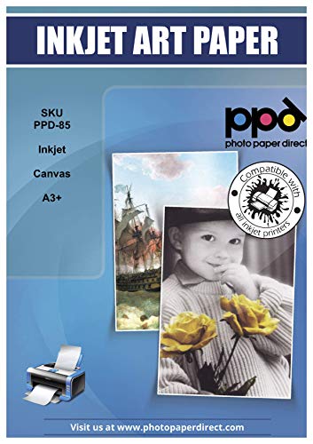 PPD A3 Plus x 10 Blatt Inkjet Canvas Bedruckbares Fotopapier 340g Matt, 100% Baumwolle PPD-85-10