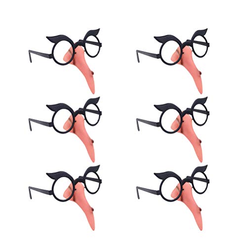 TOYANDONA 10 stücke Party Brille mit Hexennase und Augenbrauen für Fasching Halloween Damen Brille mit Hexe Nase Feder Augenbraue