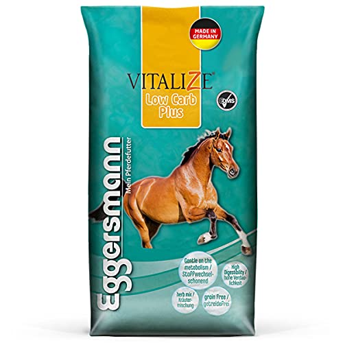 Eggersmann Vizalize Low Carb Plus – Getreidefreies Pferdefutter – Für Pferde mit Stoffwechselproblemen geeignet – 15 kg Sack
