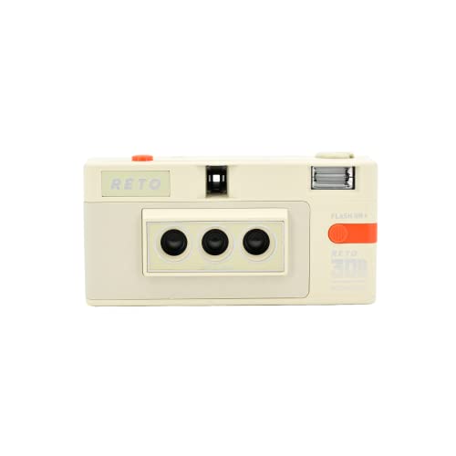 RETO Reto3D 35-mm-3D-Filmkamera – Retro-Linsenraster-3D-Effekt-Boomerang-Wigglegram-Kamera (Weiße Retrospekt-Edition)