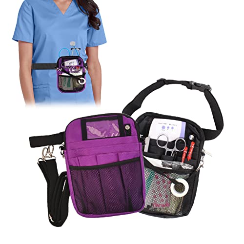 Erste-Hilfe-Organizer-Tasche für Krankenschwestern, Hüfttasche, Werkzeugtasche, Gürteltasche mit Klebebandhalter für Notfallbedarf (1 x Lila, 1 x Schwarz)
