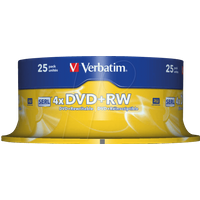 Verbatim 43489 4.7GB 4x Matt Silber DVD + RW - 25 Pack Spindel