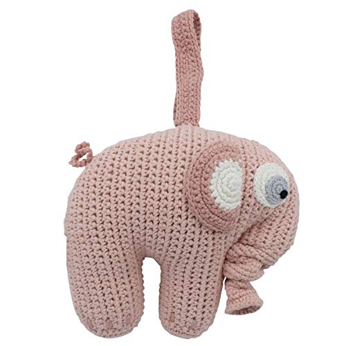 Sebra - Häkel-Spieluhr - Woll-Spieluhr - Fanto der Elephant - Grapefruit pink/rosa