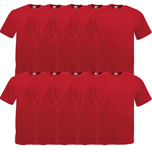 10er Pack Valueweight Fruit of the Loom T-Shirt Größe S - 5XL T-Shirts in vielen Farben L,dunkelrot