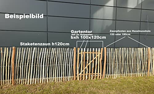 Staketenzaun Höhe 60 90 120 cm Gartenzaun Zaunlatte Holzzaun Zaun Haselnuss (Höhe 60cm X Länge 500cm, Lattenabstand 3-4 cm)