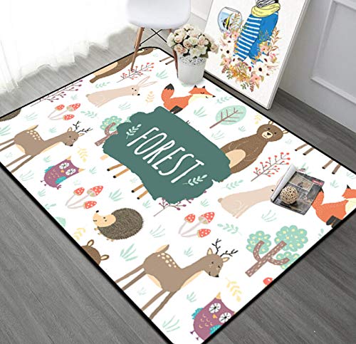 Kinderteppich Cartoon Tier Wald Freunde Kinder Teppiche Babyzimmer Spielen Krabbeln Boden Decke 140cmx200cm