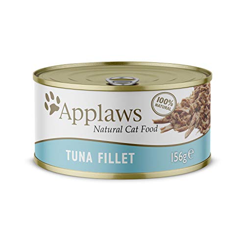 Applaws 100% Natürliche Thunfisch Filet Nassfutter in Brühe für Erwachsene Katzen (24 x 156g Dosen)