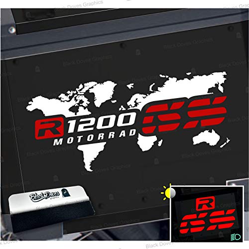 2 zweifarbige Aufkleber für seitliche Koffer kompatibel mit R 1200 GS und ADVENTURE Karte Touratech Givi R1200GS R1200 (weiß-rot)