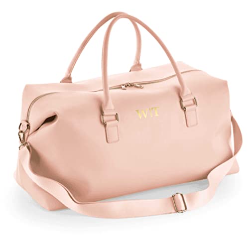 AWASG Personalisierte Weekender Reisetasche für Damen | Sport- und Reisetasche mit Initialen | Frauentasche groß Totebag mit abnehmbarem Umhängegurt (rosa)