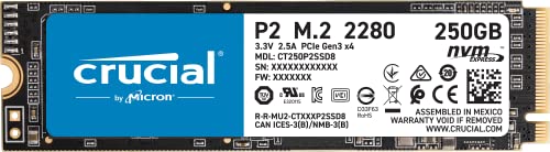 Crucial P2 SSD 250 GB, M.2, PCIe NVMe