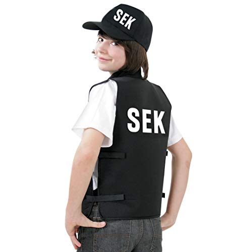 KarnevalsTeufel Kinder Kostüm SEK Weste Police Polizei Sondereinsatzkommando Spezialeinheit (164)