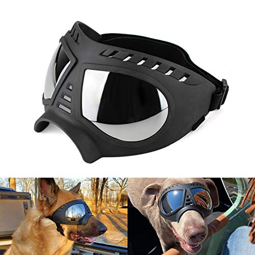 Namsan Hundebrille, mittelgroß, Anti-UV-Sonnenbrille, Winddicht, schneefest, weicher Rahmen, Brille für Lange Schnauze, Hunde, Augenschutz, Schwarz