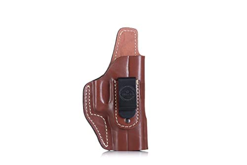 Multifit Open-top IWB/OWB Leather Holster with Steel Clip 1.5" Brown, Right Hand, Size 2214