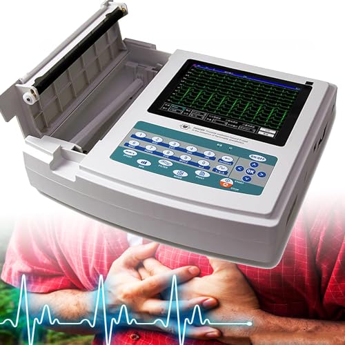 GBHJJ Heim-Herzgesundheitsmonitor, Tragbares, Professionelles, tragbarer 12-Kanal-EKG-Monitor, manuelle oder automatische Aufzeichnung von Wellenformen zur Pflege Vitalfunktionen