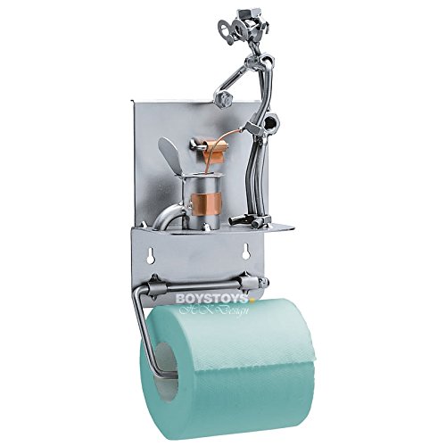 STEEMO Schraubenmännchen Toilettenpapierhalter Steh-Pinkler - Kunsthandwerk aus Stahl - Wandmontage