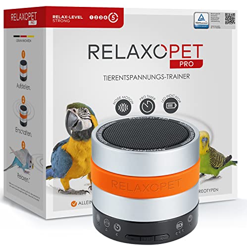 RelaxoPet PRO Tierentspannungs-Trainer | Version 2020 | Für Vögel | Beruhigung durch Klangwellen | Ideal bei Gewitter, Alleinsein oder Federrupfen | Hörbar und unhörbar