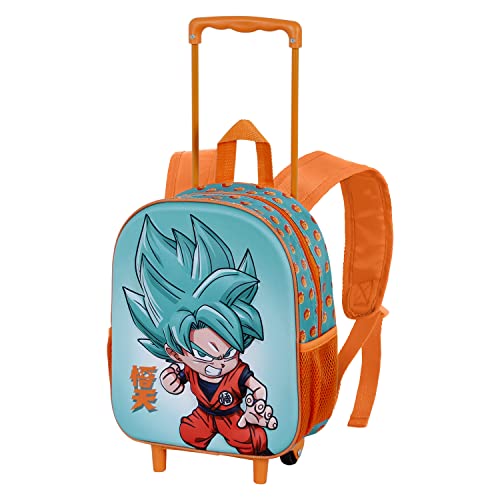 Dragon Ball Blue-Kleiner 3D Rucksack mit Rädern, Mehrfarbig