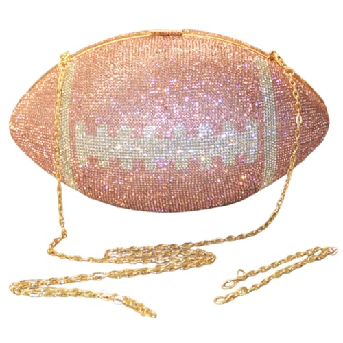 ARVALOLET Fußballförmige Diamant-Geldbörse, Strass Bling, Großes Fassungsvermögen, Stilvolle Umhängetasche mit Schulterkette
