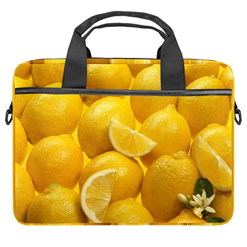 Fruit Lemons Texture Yellow Laptop Shoulder Messenger Bag Crossbody Briefcase Messenger Sleeve for 13 13.3 14.5 Inch Laptop Tablet Protect Tote Bag Case, mehrfarbig, 11x14.5x1.2in /28x36.8x3 cm