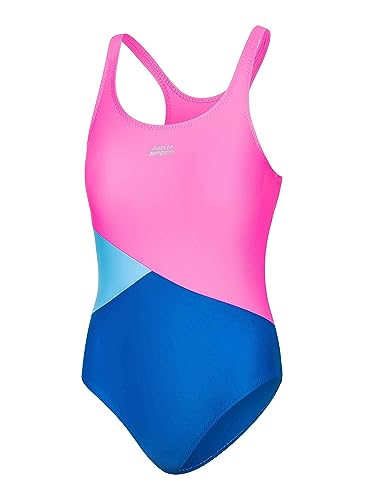 Aqua Speed Pola Badeanzug Mädchen | Einteiler | 104-158 | UV-Schutz | Blickdicht | Chlorresistent | Anti-Pilling | Schwimmanzug Blue - Pink - Light Blue - 32 Gr. 146