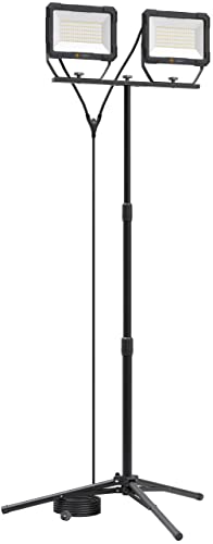 Northpoint LED Blackline Baustrahler Arbeitsstrahler mit Stativ Fluter Strahler 200W (2x 100W) Leistung 16000 Lumen Lichtstrom 167cm Stativ 5m Zuleitung AN/AUS Schalter
